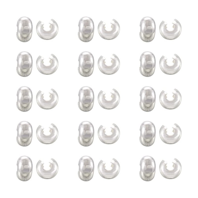 Craftdady 50pcs 925 Sterling Silver 4mm Half Round Open Crimp Beads Knot Covers for Jewelry Makings - Image 1